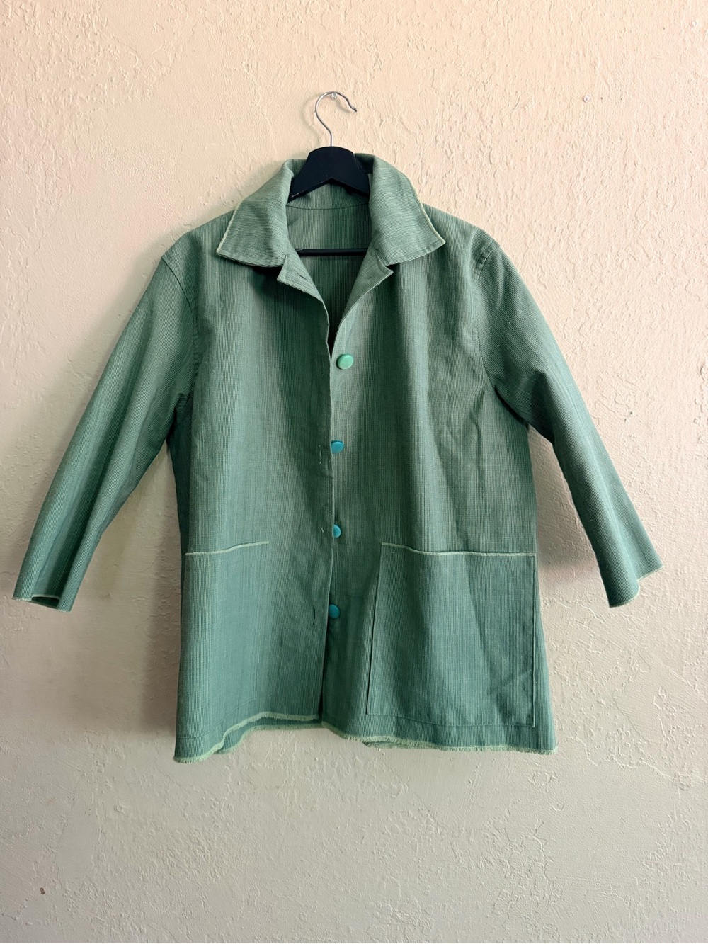 Handmade Light Green Button-Front Jacket - Picture 1 of 4